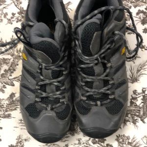 Grey black high top keen hiking shoes